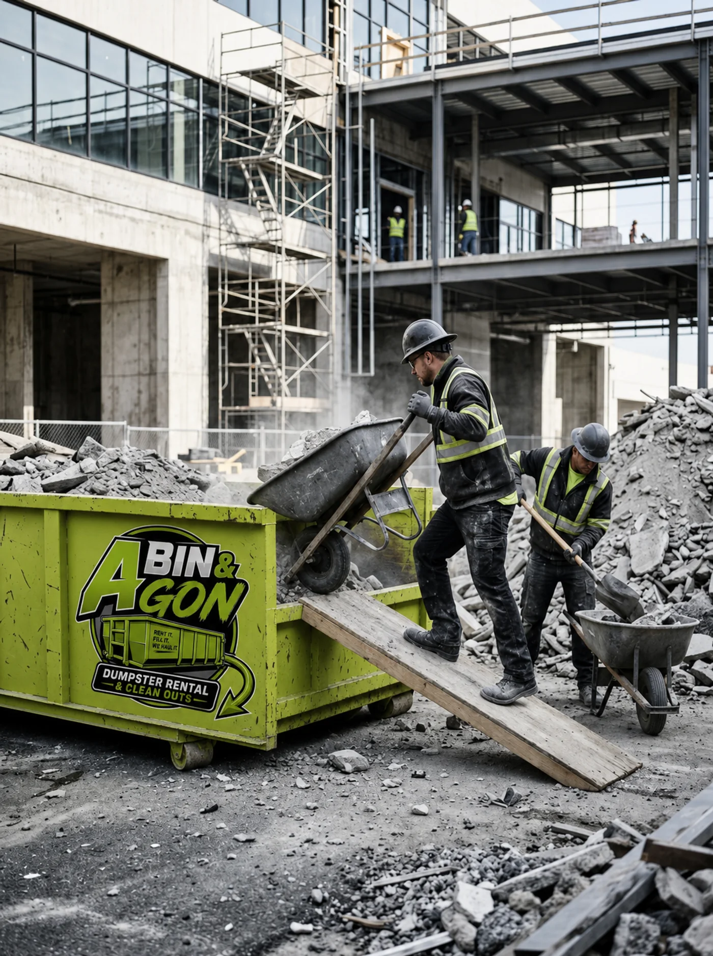 A Bin & Gon roll-off dumpster delivered to a residential driveway in Prince George's County
