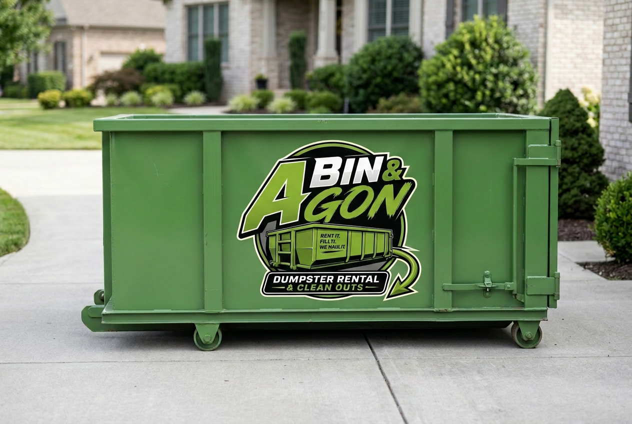 15 Yard Dumpster with A Bin & Gon logo